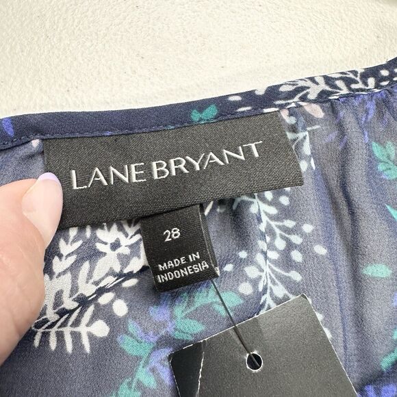 Lane Bryant Floral Midi Dress Smocked Waist Chiffon Size 28 Blue, Pink - Picture 2 of 11